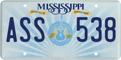 MS license plate ASS538