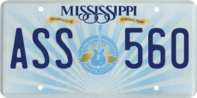 MS license plate ASS560