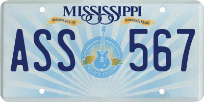 MS license plate ASS567