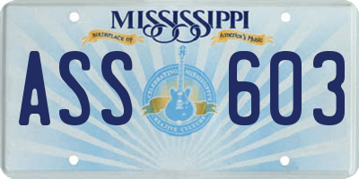 MS license plate ASS603