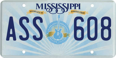 MS license plate ASS608