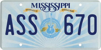 MS license plate ASS670