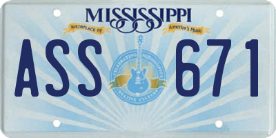 MS license plate ASS671