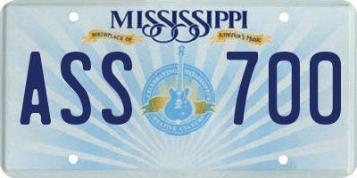 MS license plate ASS700