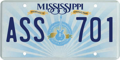 MS license plate ASS701