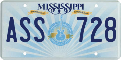 MS license plate ASS728