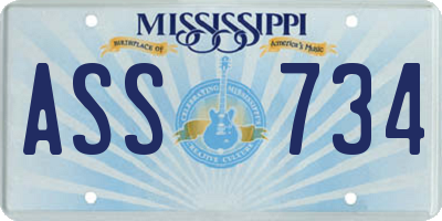 MS license plate ASS734
