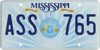 MS license plate ASS765