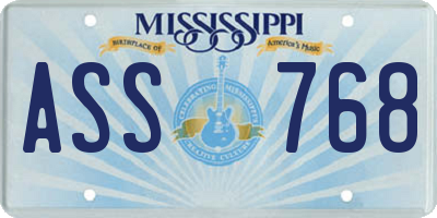 MS license plate ASS768