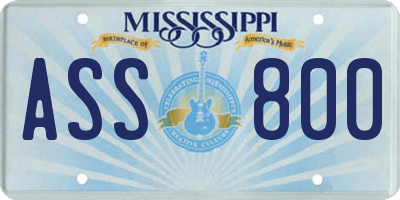 MS license plate ASS800