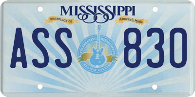 MS license plate ASS830