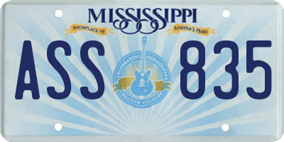 MS license plate ASS835