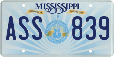 MS license plate ASS839