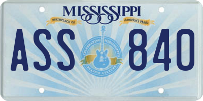 MS license plate ASS840