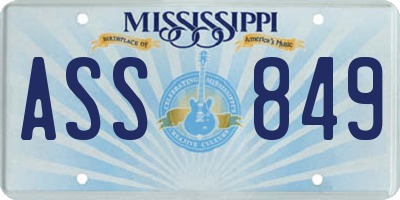 MS license plate ASS849