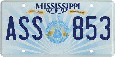 MS license plate ASS853