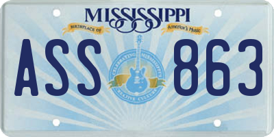 MS license plate ASS863