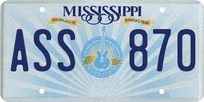 MS license plate ASS870