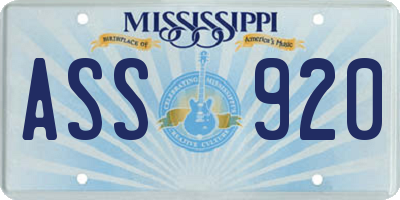 MS license plate ASS920