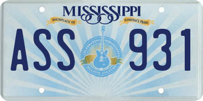 MS license plate ASS931