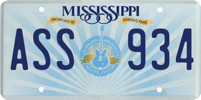 MS license plate ASS934