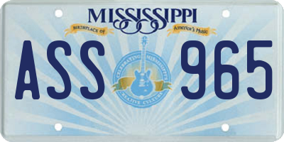 MS license plate ASS965