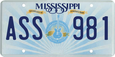 MS license plate ASS981