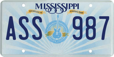 MS license plate ASS987