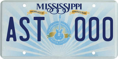 MS license plate AST000