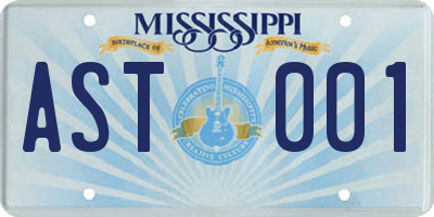 MS license plate AST001
