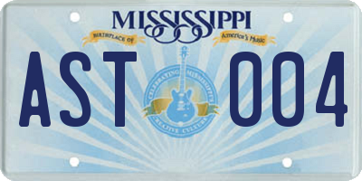 MS license plate AST004