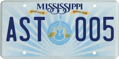MS license plate AST005
