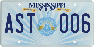 MS license plate AST006