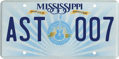 MS license plate AST007