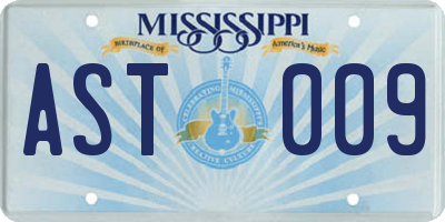 MS license plate AST009