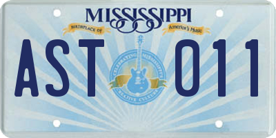 MS license plate AST011