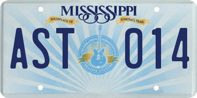 MS license plate AST014
