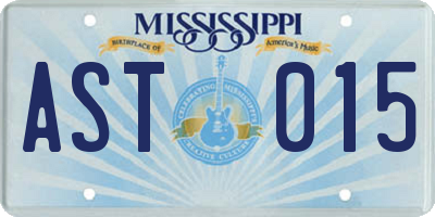 MS license plate AST015