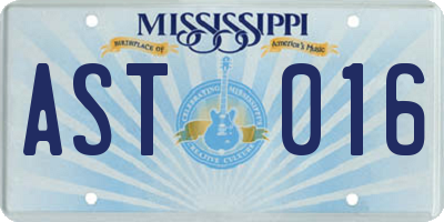 MS license plate AST016