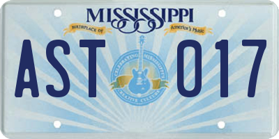 MS license plate AST017