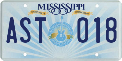 MS license plate AST018