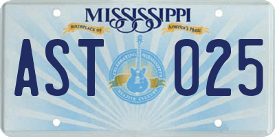 MS license plate AST025