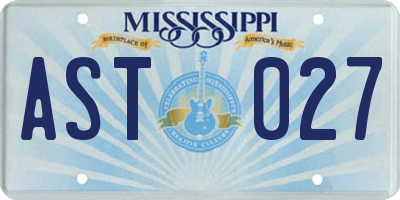 MS license plate AST027