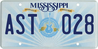 MS license plate AST028