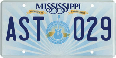 MS license plate AST029