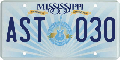 MS license plate AST030