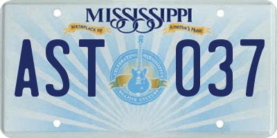 MS license plate AST037