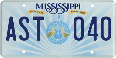 MS license plate AST040