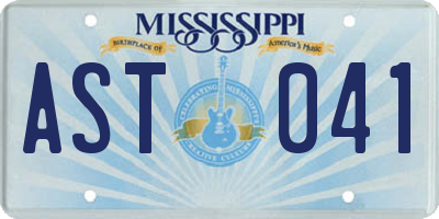 MS license plate AST041