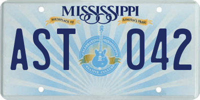 MS license plate AST042